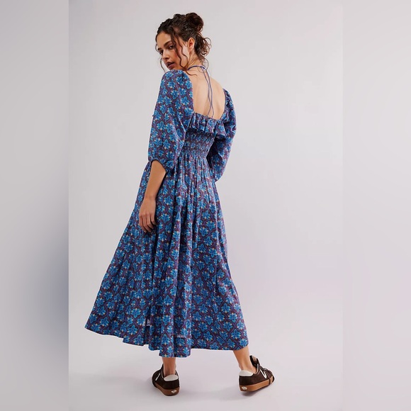 Free People Oasis Printed Midi Dress French Chocolate Combo NWT - Picture 2 of 16